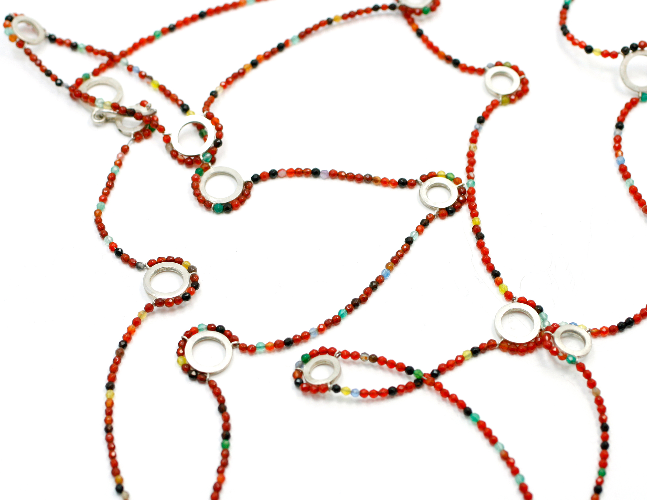 5. Collier / Nähcollier / Silber bunter Steinstrang