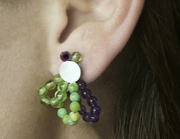 10. Punktohrstecker / Silber / Jade Amethyst Peridot